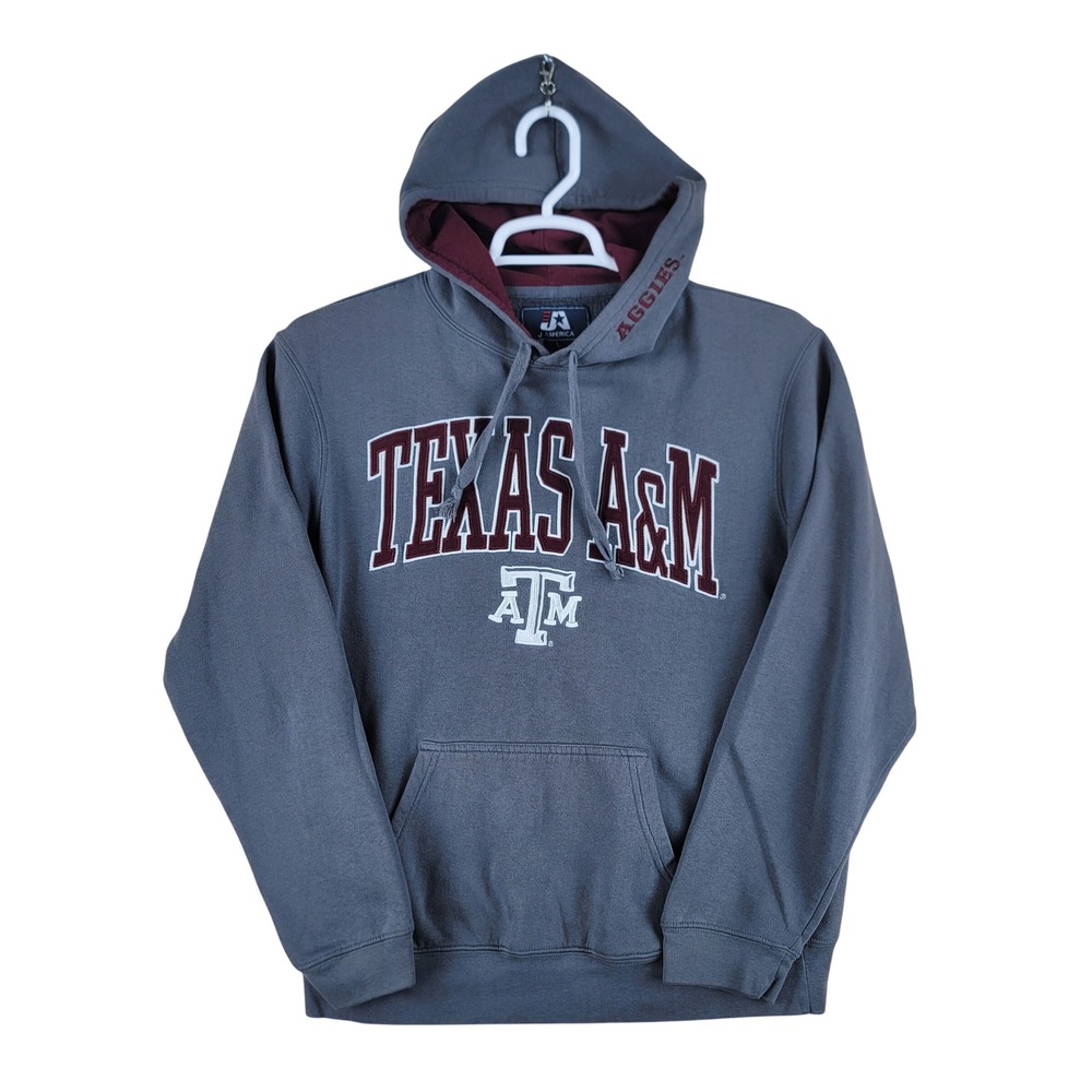 J America Hoodie Mens L Gray Texas A&M Aggies NCAA Pullover Vintage 90's Y2K